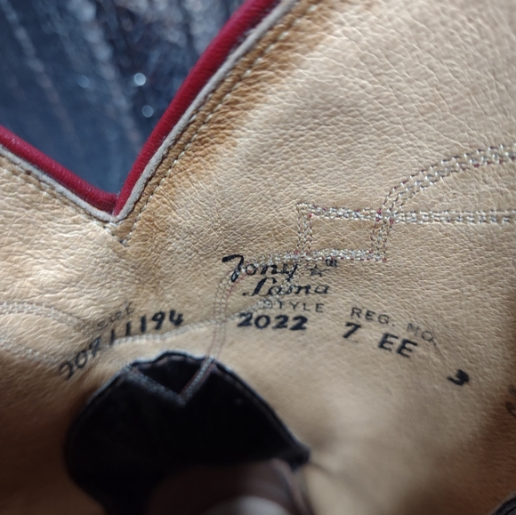 Tony Lama style 2022 black & red western boots size 7 EE - Picture 4 of 8